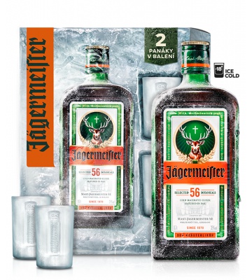 Jägermeister 0,7L 35% v krabičke s dvoma pohármi