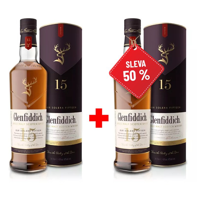 Glenfiddich 15YO 0,7L 40% AKCIA 1+1 s druhou fliaš za polovicu
