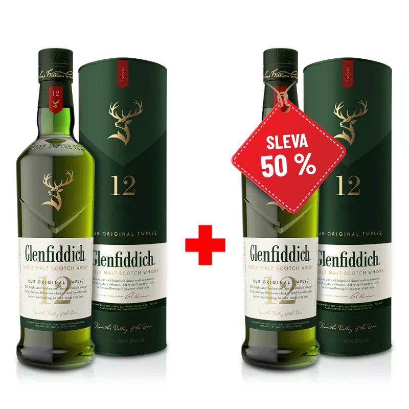 Glenfiddich 12YO 0,7L 40% AKCIA 1+1 s druhou fľašou za polovicu