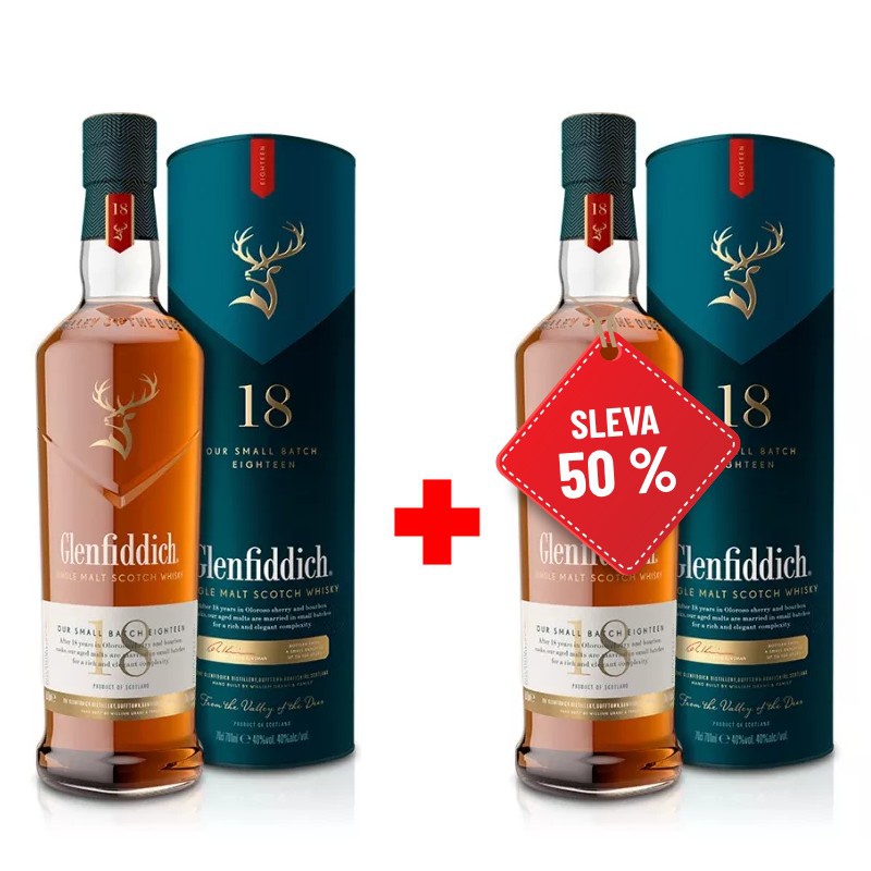 Glenfiddich 18YO 0,7L 40% AKCIA 1+1 s druhou fliaš za polovicu