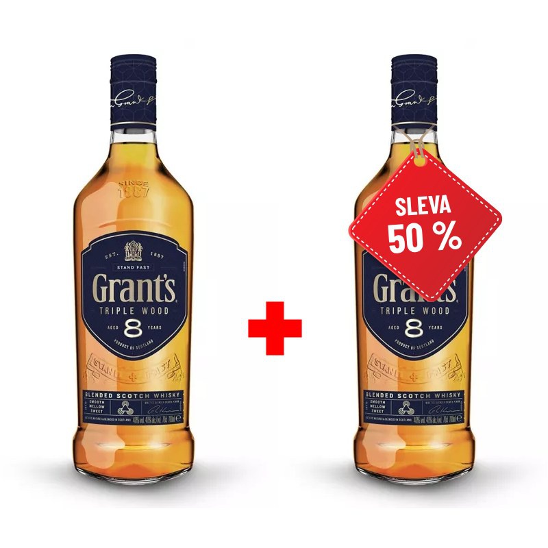 Grant´s Triple Wood 8YO 0,7L 40% AKCIA 1+1 s druhou fliaš za polovicu