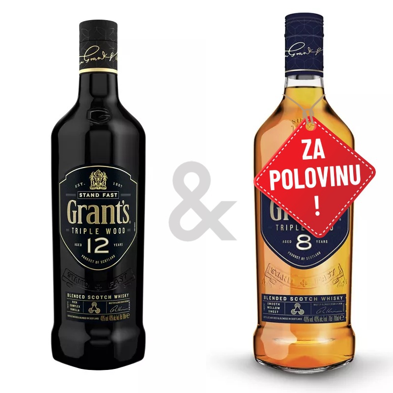 AKCIA: Grant´s Triple Wood 12YO 0,7L + Grant´s Triple Wood 8YO 0,7L za polovicu
