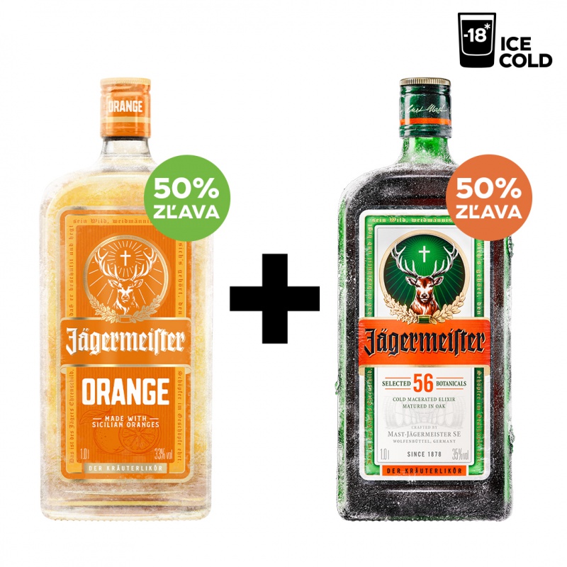 Jägermeister Orange 1L 33% + Jägermeister 1L 35% za polovinu